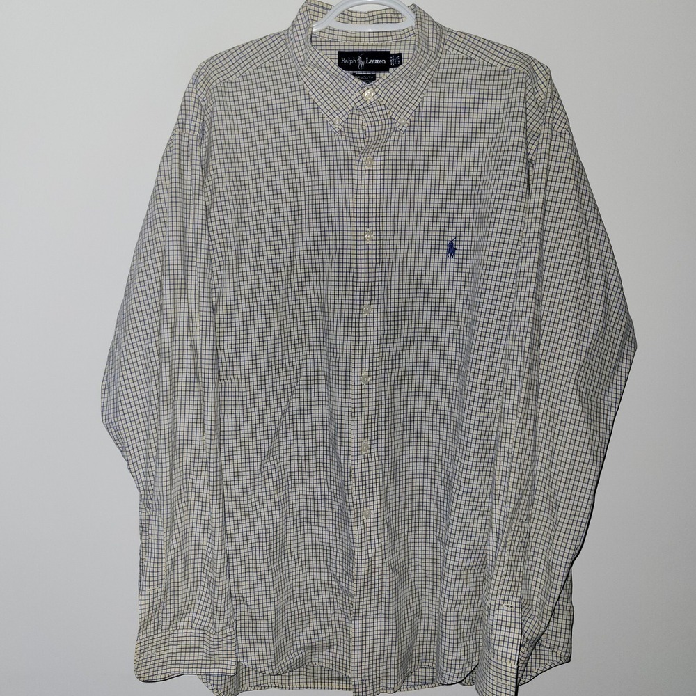 Polo Ralph Lauren Long Sleeve Button Down‎ Yarmouth Men Size 17.5 36/37 Check